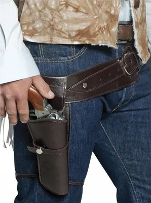 Produktbild von Brauner Cowboy Holster mit Gürtel – Western Pistolenhalter im Antikleder Look mit Patronenschlaufen – 111 cm Kostümzubehör – Für Western Fans & Cowboy Liebhaber – Ideal für Karneval, Fasching & Mottopartys