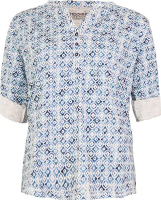 Produktbild von Stooker Women MARIE PRINT Damen Shirt 3/4-Arm Regular Fit 40/42 blue ikat aop