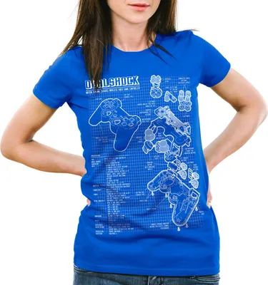 Produktbild von style3 PS1 Gamer Blaupause Damen T-Shirt PS gamepad konsole, Farbe:Blau, Größe:XS