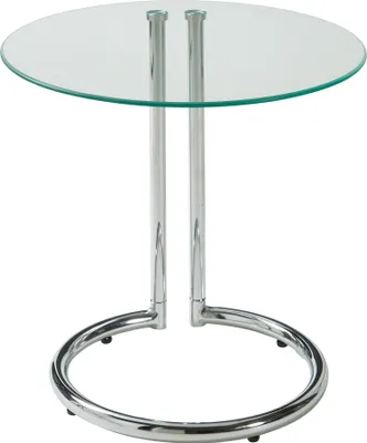 Obrázek produktu pro Odkládací stolek "Ylivieska" se skleněnou deskou 46 x Ø45 cm kulatý chromovaný / čiré sklo