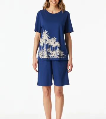 Image de Schiesser pyjama pantalon court interlock blue femmes
