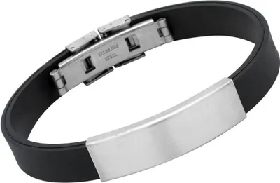 Produktbild von Kautschuk Armband mit Edelstahl Details B5143