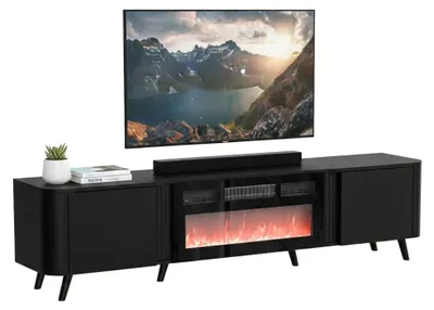 Image de Vicino - Meuble TV, 191x40x58 cm Noir, 2 Étagères