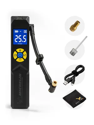Produktbild von MICHELIN Air Power Mini 1 Li-Ionen Akku Mini-Kompressor kabellos – Elektrische Luftpumpe 9,9 bar mit Digitaldisplay, Auto-Stopp & LED für Auto, Fahrrad, E-Bike & Motorrad