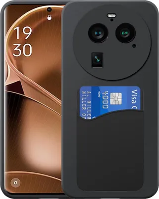 Immagine prodotto di Adatto per Oppo Find X6 Pro Custodia per telefono con supporto per schede in silicone - Custodia posteriore flessibile in silicone TPU con slot per schede in silicone - Nero - Smartphonics