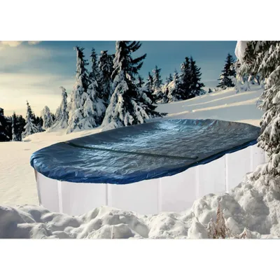 Produktbild von Interline Winterabdeckung Oval 9,75 x 4,90 m, Poolabdeckung, Überirdischer Pool, Oval, Blau, Silber, PVC, 4900 mm