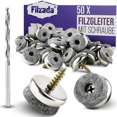 Productafbeelding van Viltglijders met schroef - Stoelglijders - Ø 22 mm - 50 stuks