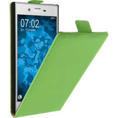Produktbild von PhoneNatic Kunst-Lederhülle kompatibel mit Sony Xperia XZs - Flip-Case grün + 2 Schutzfolien