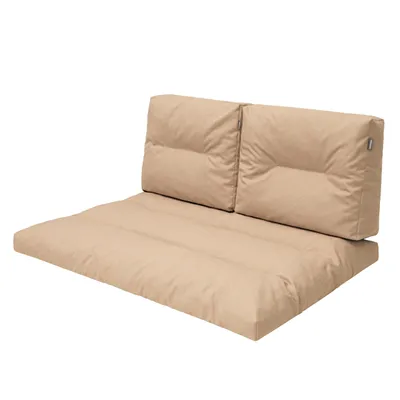A beige cushion set for a pallet sofa, shown against a white background.