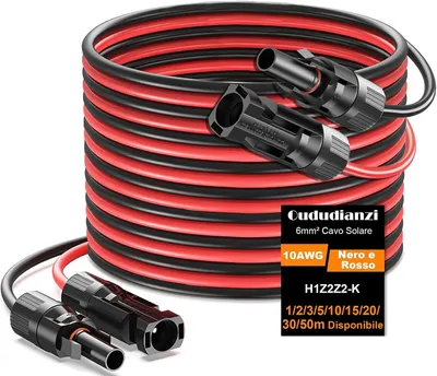 Produktbild von 2 x 15 Meter Solarkabel, 6 mm² - Photovoltaikkabel