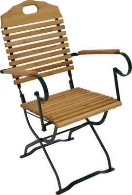 Produktbild von DEGAMO Gartensessel Klappsessel Klappstuhl im Kurgartendesign BAD TÖLZ, Flachstathl grün + Holz Robinie, klappbar