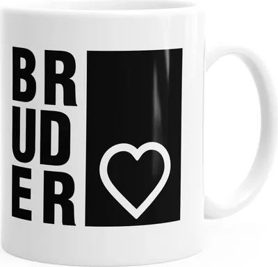 Produktbild von Kaffee-Tasse Bruderherz Geschenk-Tasse MoonWorks® einfarbig weiß unisize