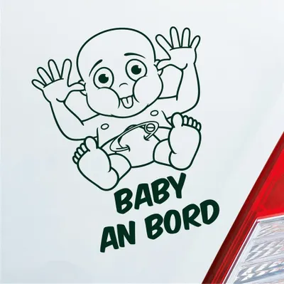 Produktbild von Auto Aufkleber Baby an Bord on Tour 23x28 cm Dunkelgrün Sticker Heckscheibenaufkleber