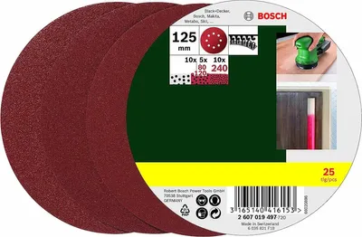 Produktbild von Bosch 25 tlg. Schleifblatt Set Ø 125 mm, P80/120/240, Zubehör Exzenterschleifer