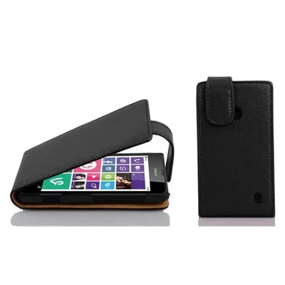Obrázok produktu pre Cadorabo ochranné puzdro pre Nokia Lumia 630 / 635 kryt v čiernom flipovom puzdre kryt na mobilný telefón kryt Imitácia kože