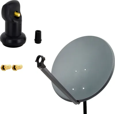 Produktbild von PremiumX 60cm Satellitenschüssel Stahl Anthrazit SAT Single LNB F-Stecker