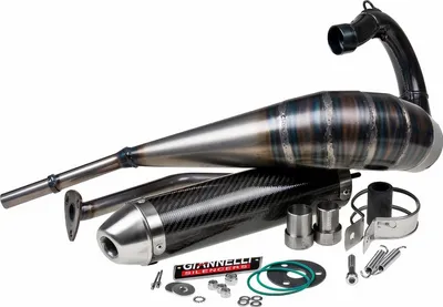 Zdjęcie produktu dla Układ wydechowy Giannelli Enduro z homologacją, carbon kompatybilny z Aprilia RX / SX 50 99-04