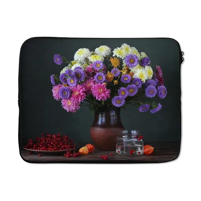 Produktbild von MuchoWow® Laptop Hülle 15 Zoll Chrysanthemen - Farben - Stilleben Laptoptasche - Laptoptasche - Sleeve - Rundum-Schutz