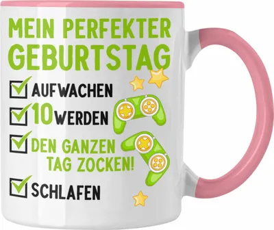 Produktbild von Trendation - 10 Geburtstag Junge Jungen Geschenke Tasse 10er Geburtstagsgeschenk Gamer 10 Jahre (Rosa)