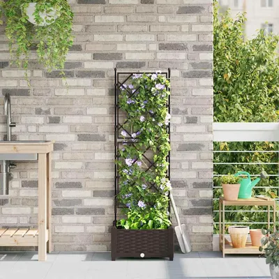 Obrázok produktu pre Maison Exclusive – Hnedý záhradný kvetináč, 40 x 40 x 125,5 cm, materiál: PP
