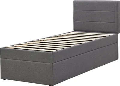 Produktbild von Flieks Polsterbett Einzelbett 90x200cm Stauraumbett mit Lattenrost, Jugendbett Boxspringbett mit Stauraum Boxbett, grau