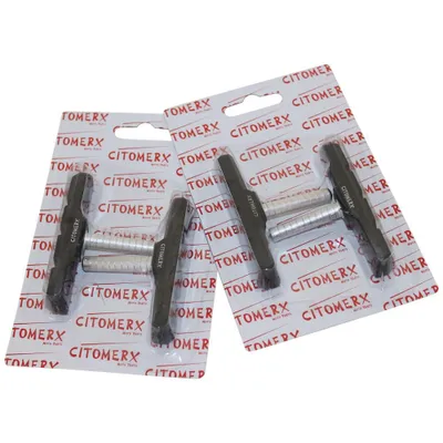 Immagine prodotto di 2 paia di pattini freno, ceppi freno, ganasce freno CMX 70mm nero per freni cantilever Shimano LX, Alivio