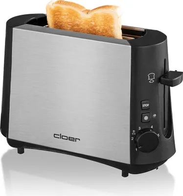 Produktbild von Cloer 3890 Single-Toaster, Minitoaster für 1 Toastscheibe, 600 W, Auftau-Funktion, Krümelschublade, Nachhebevorrichtung, mattiertes wärmeisoliertes