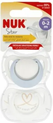 Obrázek produktu pro Dudlík NUK Signature Night Stars, 0-2 m - lila/růžový