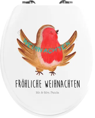 Produktbild von Mr. & Mrs. Panda bambus wc sitz Rotkehlchen Weihnachten - Weiß - Geschenk, Klodeckel, Vogel, Weihnachtsgruß, Weihnachtsmotiv, Klo-Deckel, WC-Sitz, Brille, Toilettendeckel