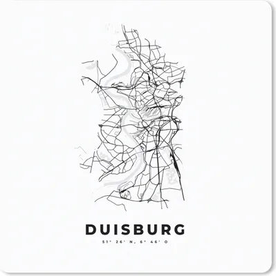 Produktbild von MuchoWow® Mauspad Mousepad Karte - Duisburg - Schwarz-Weiß - Stadtplan 20x20 cm - Mousepads - Maus Mat - Pad - Mausunterlage - Desk Mat - Bureauartikeln
