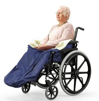 Produktbild von BRAMBLE Fleece Gefütterter Schlupfsack für Rollstuhlfahrer (Dunkelblau), Rollstuhldecke mit Innentasche - Robust, Wasserdicht & Wetterfest