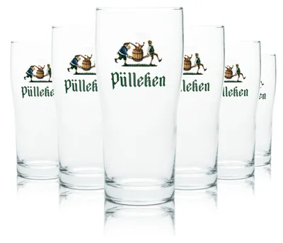 Produktbild von 6x Pülleken Glas 0,5l Bier Gläser Becher Stange Pokal Brewhouse Helles Veltins