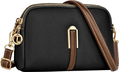 Zdjęcie produktu dla TEUEN damska torba na ramię czarna skórzana torebka crossbody