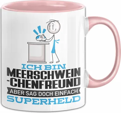 Produktbild von Meerschweinchenfreund Geschenk Tasse Ich Bin Meerschweinchenfreund Aber Sag Doch Einfach Superheld Lustige Geschenkdiee für Meerschweinchenfreund Kaffee-Becher (Rosa)
