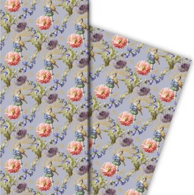 Produktbild von Elegantes Blumen Geschenkpapier mit venezianischem Violonisten auf blau - G7720, 32 x 48cm