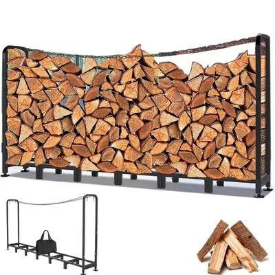 Produktbild von Kaminholzregal Brennholzregal Aussen, 235x31.5x116cm Metall Brennholzständer, Feuerholzregal Kaminholzunterstand bis 1000kg, Länge einstellbar, inkl. Tasche, schwarz