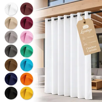 Produktbild von Lantigo Outdoor Vorhang Weiß 155x250 cm Blickdicht Wasserdicht mit Ösen