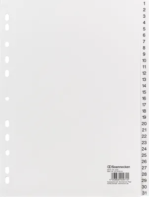 Produktbild von Soennecken Register 2125 DIN A4 1-31 volle Höhe PP weiß