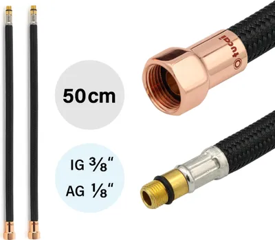 Produktbild von 2x Flexschlauch DN8 IG 3/8"-M10x1 400mm Schwarz & Rosegold