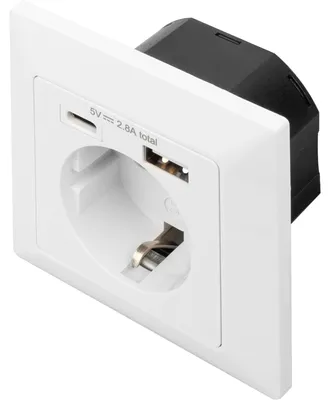 Produktbild von DIGITUS Sicherheits-Steckdose Unterputzmontage USB Type-C/US