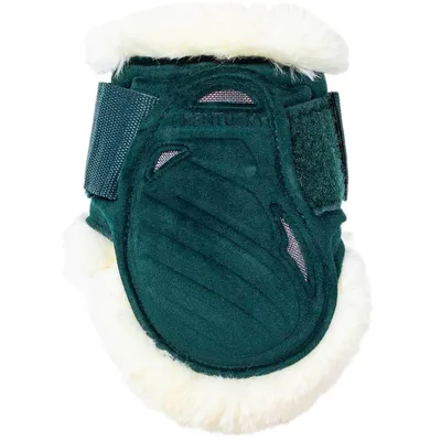Produktbild von Kentucky Horsewear Streichkappen Young Horse Velvet mit veganem Fell Springgamaschen Hinterbein Dunkelgrün M