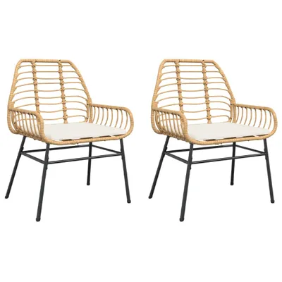 Produktbild von Gartenstühle 2 Stk. mit Kissen Braun Poly Rattan