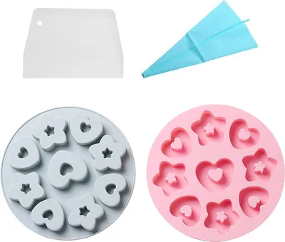 Image de 2pcs Coeur & Etoiles Moules en silicone, moules à gâteaux cannelés, 9 cavités Coeur Etoiles Moules pour la fabrication de savon artisanal, chocolat, savon bougies glace gelée résine Donut