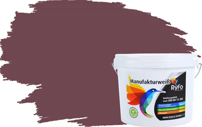 Produktbild von RyFo Colors Bunte Wandfarbe Manufakturweiß Bordeauxbraun 3l - weitere Violett Farbtöne und Größen erhältlich, Deckkraft Klasse 1, Nassabrieb Klasse 1