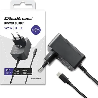 Image de Qoltec Super FAST PD charger for Raspberry PI4,USB C