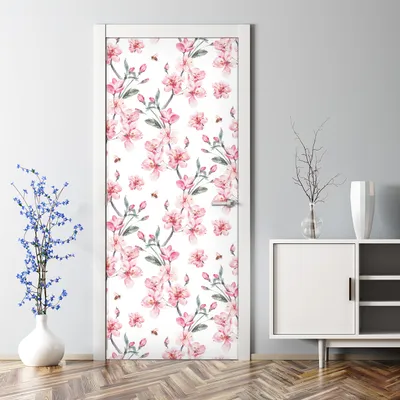Produktbild von Dekorative Türtattoo selbstklebend Klebefolie Tür Tattoo Aufkleber Blühende Blumen 85 x 200 cm