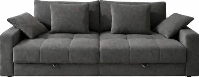 Produktbild von Big-Sofa 284 cm breit Wellenunterfederung Lounge-Couch Stauraum Chenille in Grau / 15243