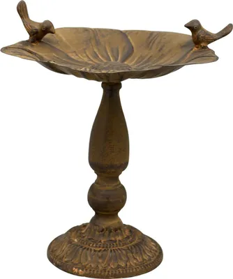 Image de Exner | Bain d'oiseaux avec pied - style vintage - 29,5 cm - Design décoratif - Métal rustique