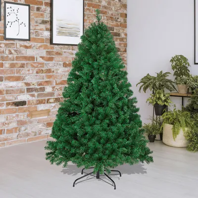 Obrázok produktu pre Jayseuw umelý vianočný stromček 210 cm (Ø cca 115 cm) s 900 hrotmi a rýchlym skladacím systémom, nehorľavý, vrátane kovového stojana, zelený