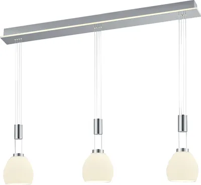 Produktbild von LED-Pendelleuchte - Nickel matt - Weiß - Metall - Glas - 4-flammig - 118 x 150 cm - mit Fernbedienung